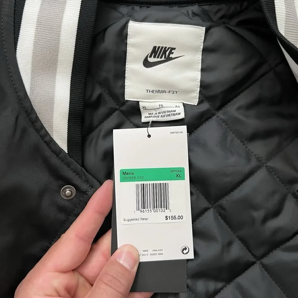 Nike Therma-Fit Authentic Dugout Jacket Black Satin DX0658-010 Men's XL NWT - Picture 5 of 8